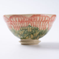 作家 加藤芳平 牡丹花 飯碗(赤) 作家 加藤芳平 陶磁器作家もの