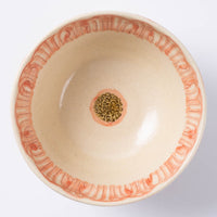 作家 加藤芳平 牡丹花 飯碗(赤) 作家 加藤芳平 陶磁器作家もの