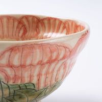 作家 加藤芳平 牡丹花 飯碗(赤) 作家 加藤芳平 陶磁器作家もの