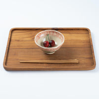 作家 加藤芳平 牡丹花 飯碗(赤) 作家 加藤芳平 陶磁器作家もの