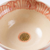 作家 加藤芳平 牡丹花 飯碗(赤) 作家 加藤芳平 陶磁器作家もの