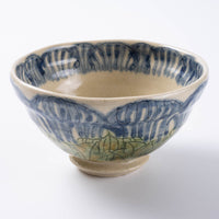 作家 加藤芳平 牡丹花 飯碗(青) 作家 加藤芳平 陶磁器作家もの