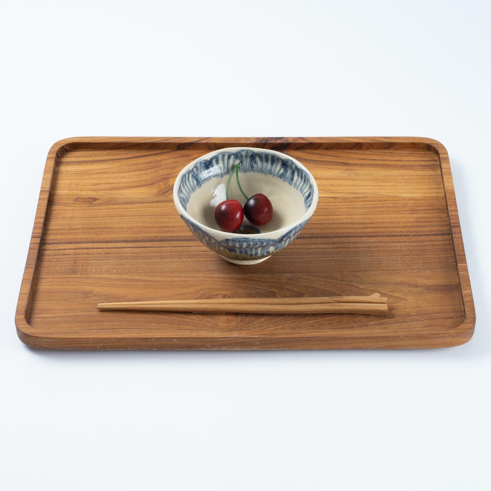 作家 加藤芳平 牡丹花 飯碗(青) 作家 加藤芳平 陶磁器作家もの