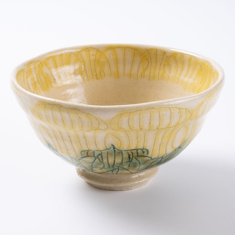 作家 加藤芳平 牡丹花 飯碗(黄) 作家 加藤芳平 陶磁器作家もの