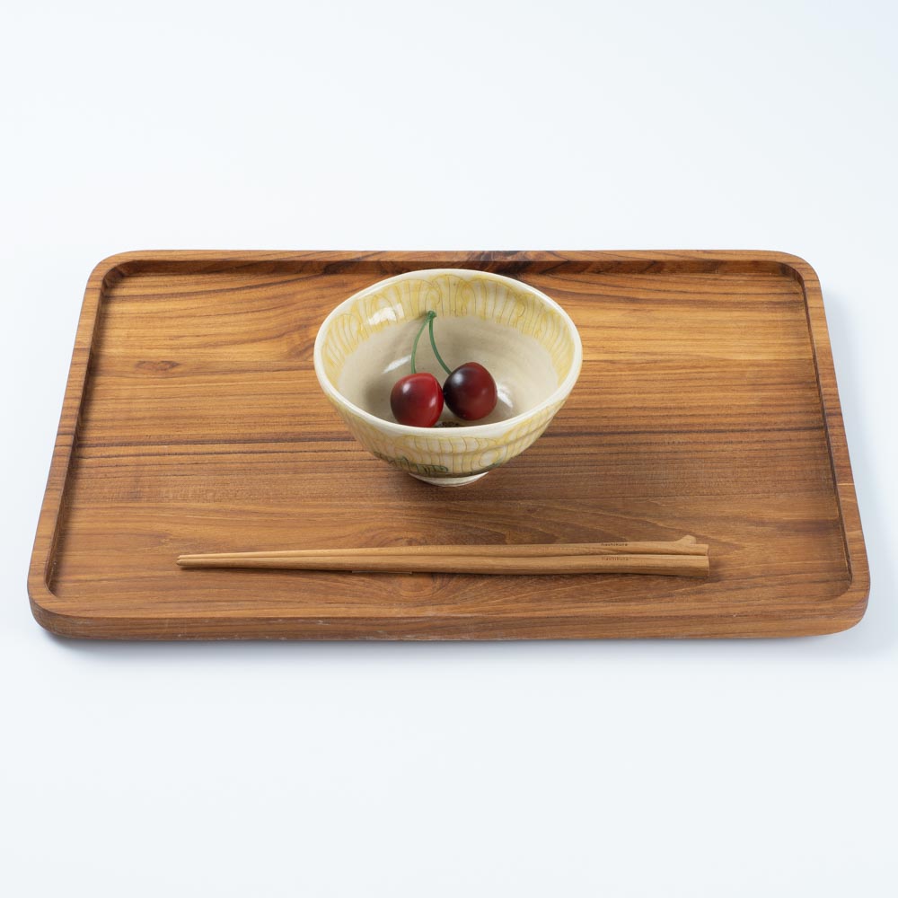 作家 加藤芳平 牡丹花 飯碗(黄) 作家 加藤芳平 陶磁器作家もの