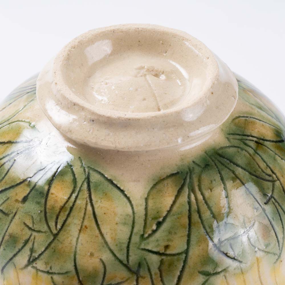作家 加藤芳平 牡丹花 飯碗(黄) 作家 加藤芳平 陶磁器作家もの