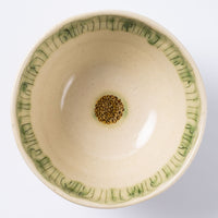 作家 加藤芳平 牡丹花 飯碗(緑) 作家 加藤芳平 陶磁器作家もの