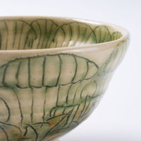 作家 加藤芳平 牡丹花 飯碗(緑) 作家 加藤芳平 陶磁器作家もの