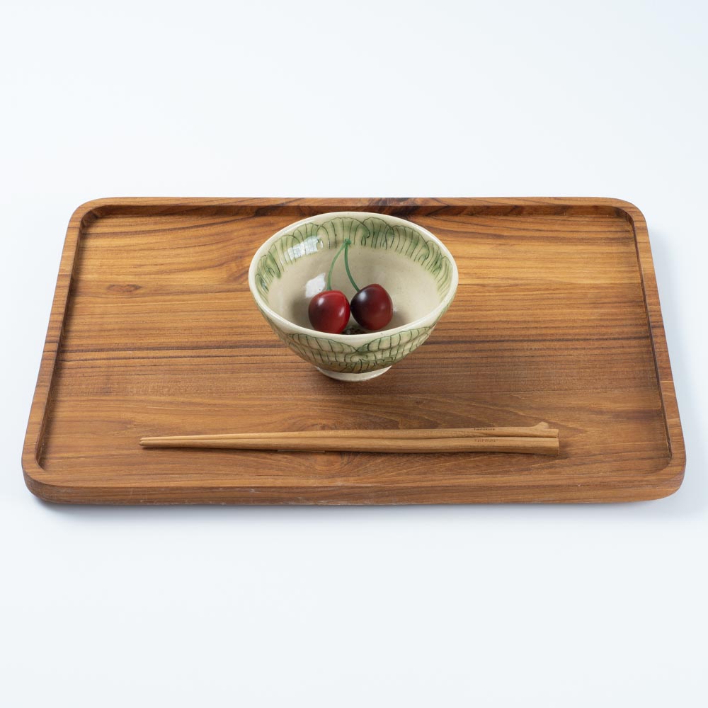 作家 加藤芳平 牡丹花 飯碗(緑) 作家 加藤芳平 陶磁器作家もの