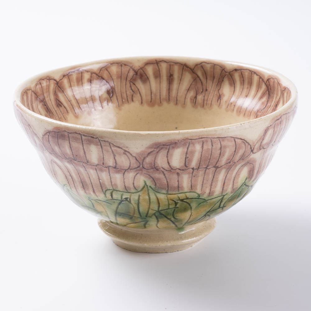 作家 加藤芳平 牡丹花 飯碗(紫) 作家 加藤芳平 陶磁器作家もの