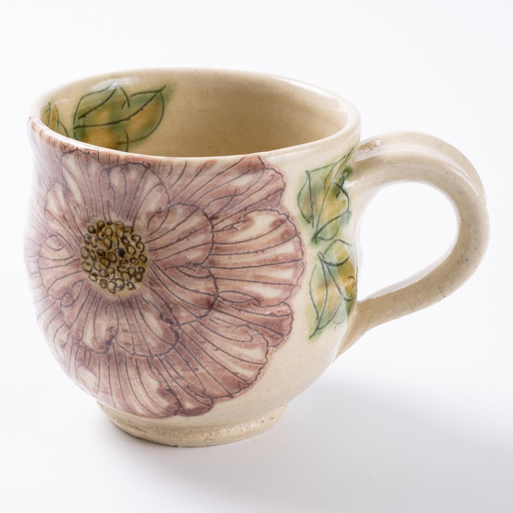 作家 加藤芳平 舞牡丹 マグカップ(紫) 作家 加藤芳平 陶磁器作家もの
