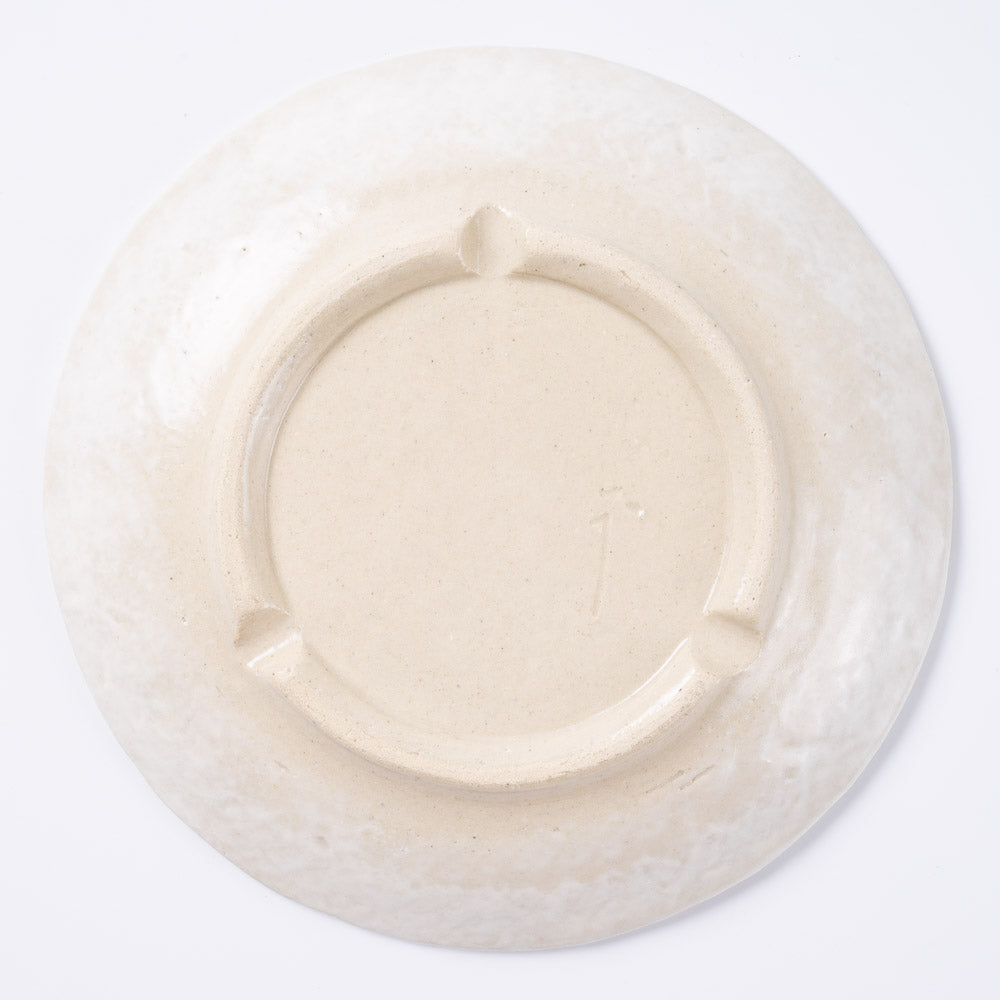 作家 加藤芳平 粉引地 舞牡丹 5.5寸 丸皿(緑) 作家 加藤芳平 陶磁器作家もの