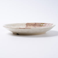 作家 加藤芳平 粉引地 舞牡丹 5.5寸 丸皿(紫) 作家 加藤芳平 陶磁器作家もの