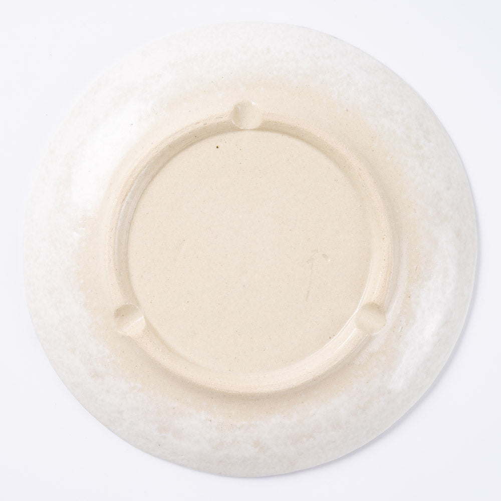 作家 加藤芳平 粉引地 舞牡丹 6.5寸 丸皿(青) 作家 加藤芳平 陶磁器作家もの