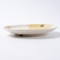 作家 加藤芳平 粉引地 舞牡丹 6.5寸 丸皿(黄) 作家 加藤芳平 陶磁器作家もの
