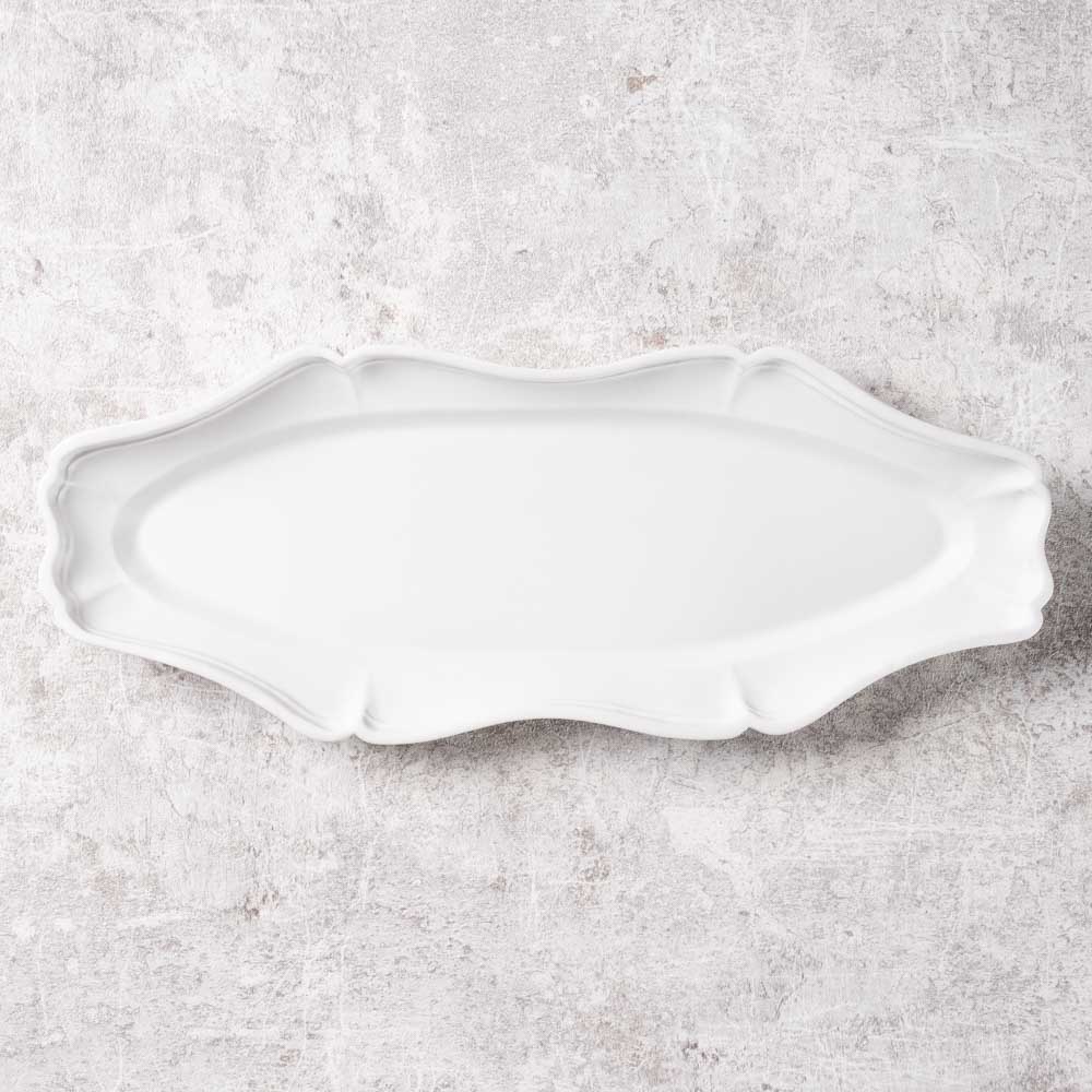 臼杵焼　輪花オーバル長皿　新品 臼杵焼 輪花オーバル長皿29x12cmホワイト