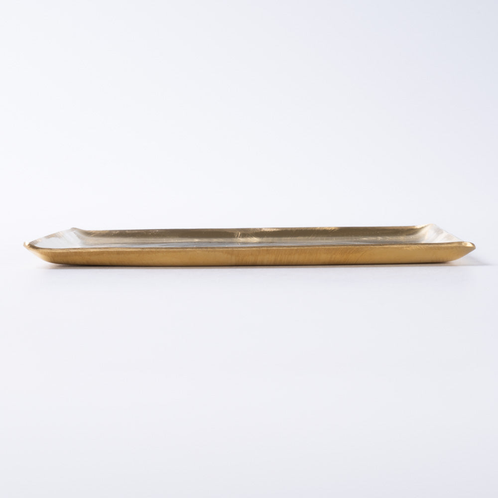 作家 コバヤシユウジ 真鍮波紋 角皿 作家 コバヤシユウジ 金工もの