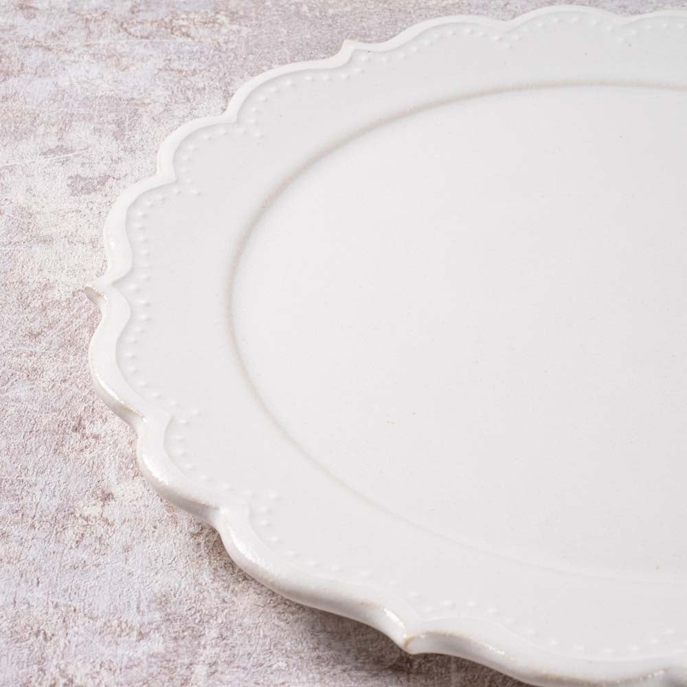 アトリエ野恵 ロココリム皿L(ホワイト) アトリエ野恵 陶磁器作家もの