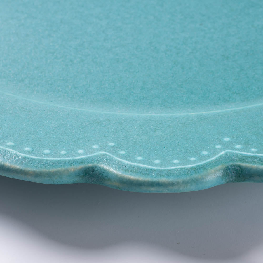 アトリエ野恵 ロココリム皿L(ブルーグリーン) アトリエ野恵 陶磁器作家もの