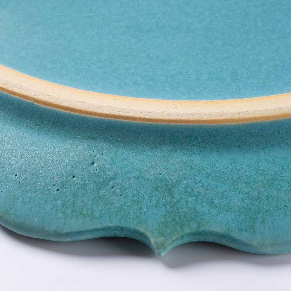 アトリエ野恵 ロココリム皿L(ブルーグリーン) アトリエ野恵 陶磁器作家もの