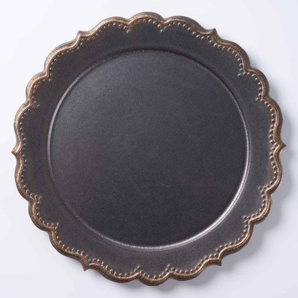 アトリエ野恵 ロココリム皿L(ブロンズ) アトリエ野恵 陶磁器作家もの