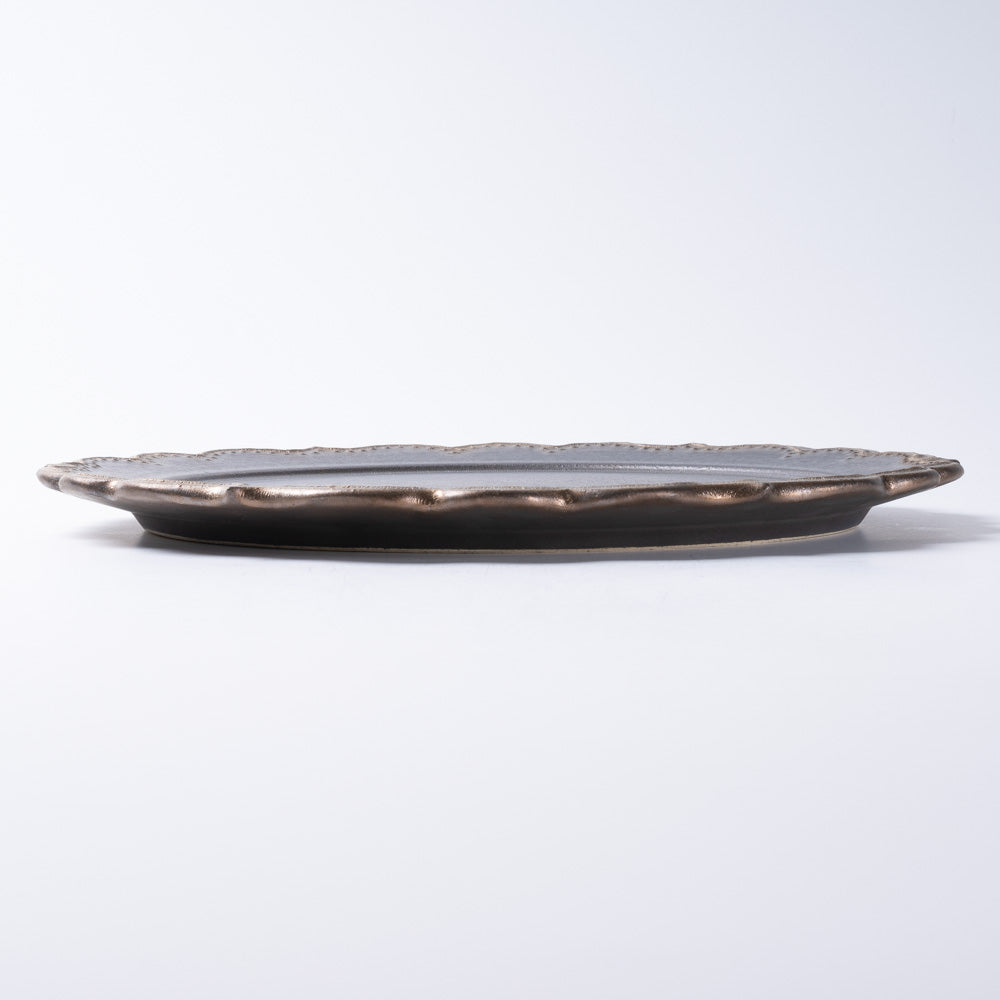 アトリエ野恵 ロココリム皿L(ブロンズ) アトリエ野恵 陶磁器作家もの