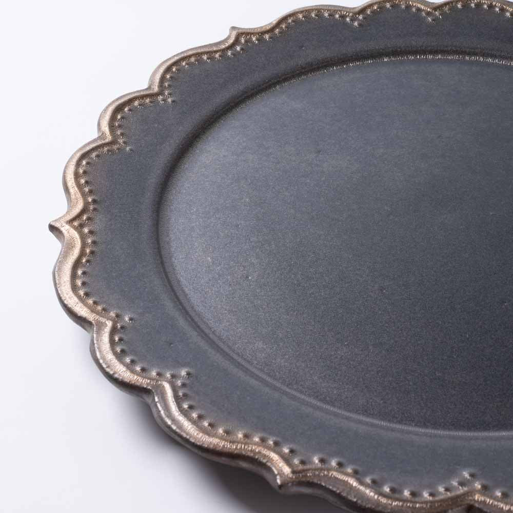 アトリエ野恵 ロココリム皿L(ブロンズ) アトリエ野恵 陶磁器作家もの