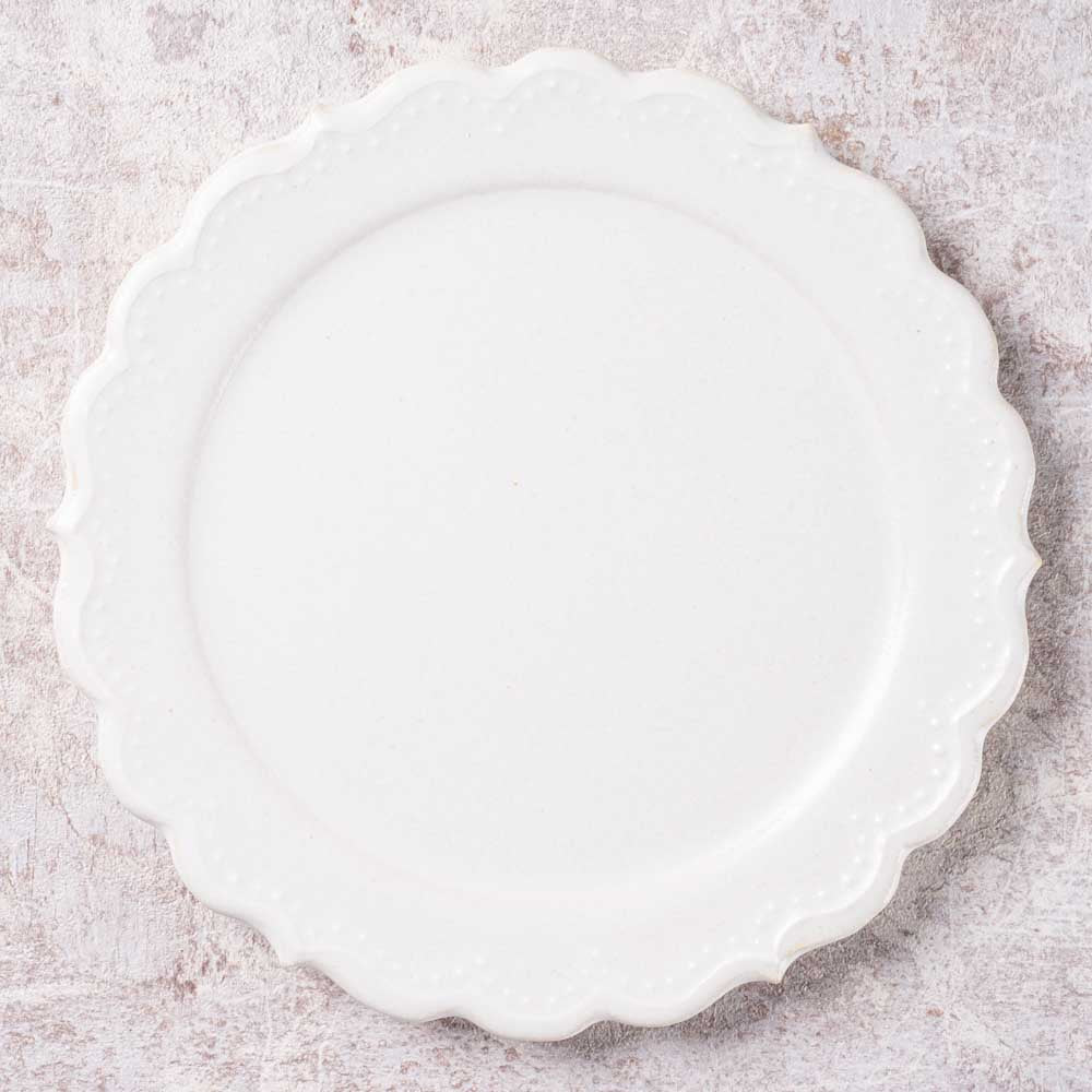 アトリエ野恵 ロココリム皿S(ホワイト) アトリエ野恵 陶磁器作家もの