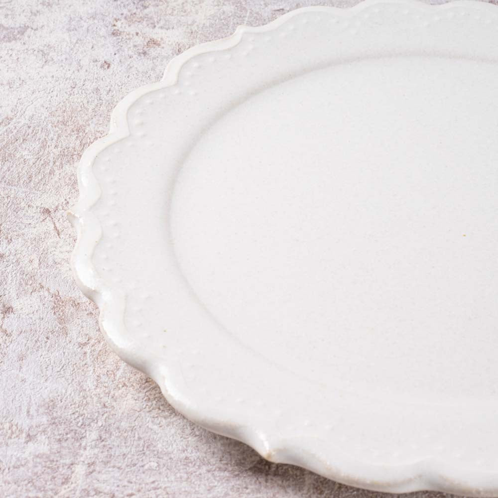 アトリエ野恵 ロココリム皿S(ホワイト) アトリエ野恵 陶磁器作家もの