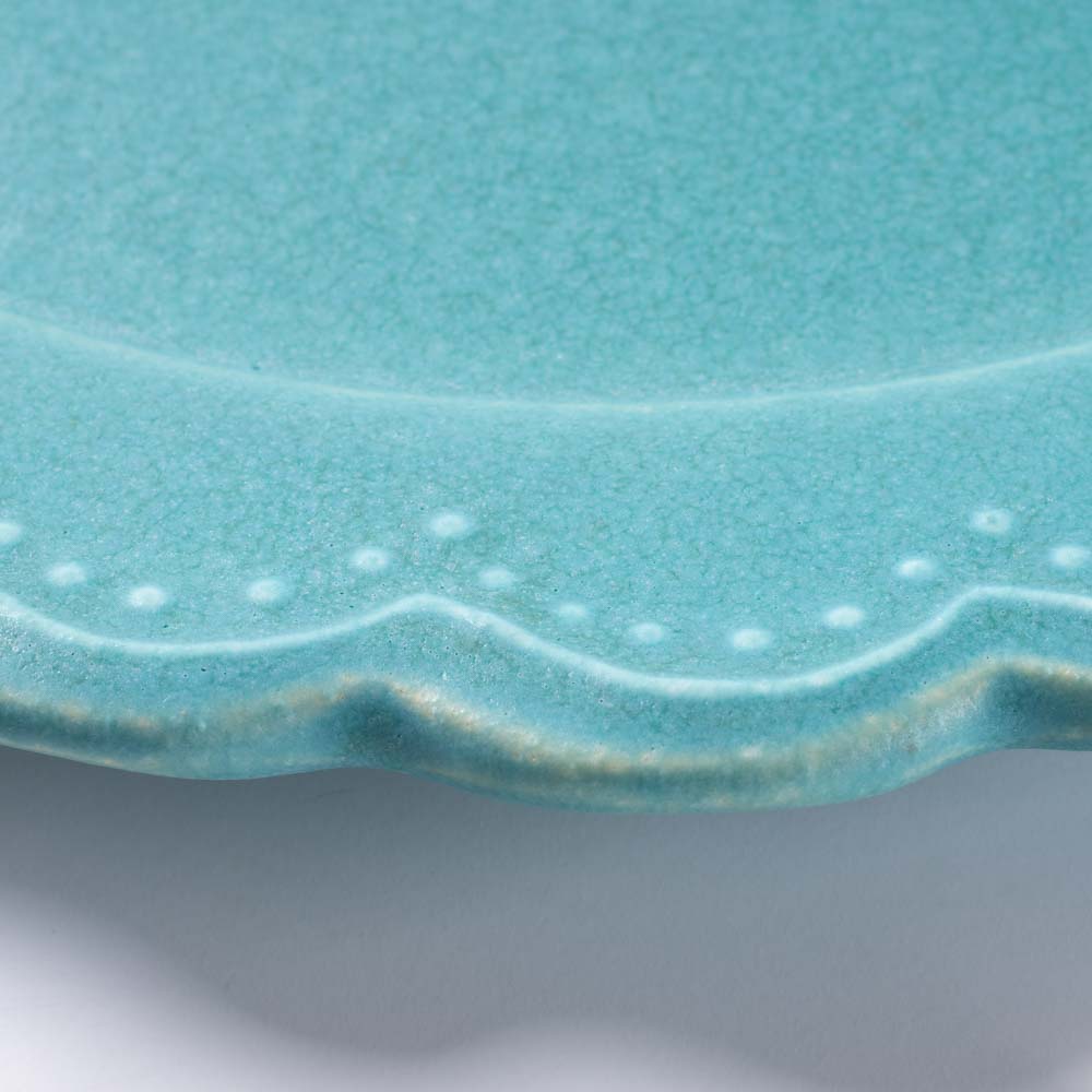 アトリエ野恵 ロココリム皿S(ブルーグリーン) アトリエ野恵 陶磁器作家もの