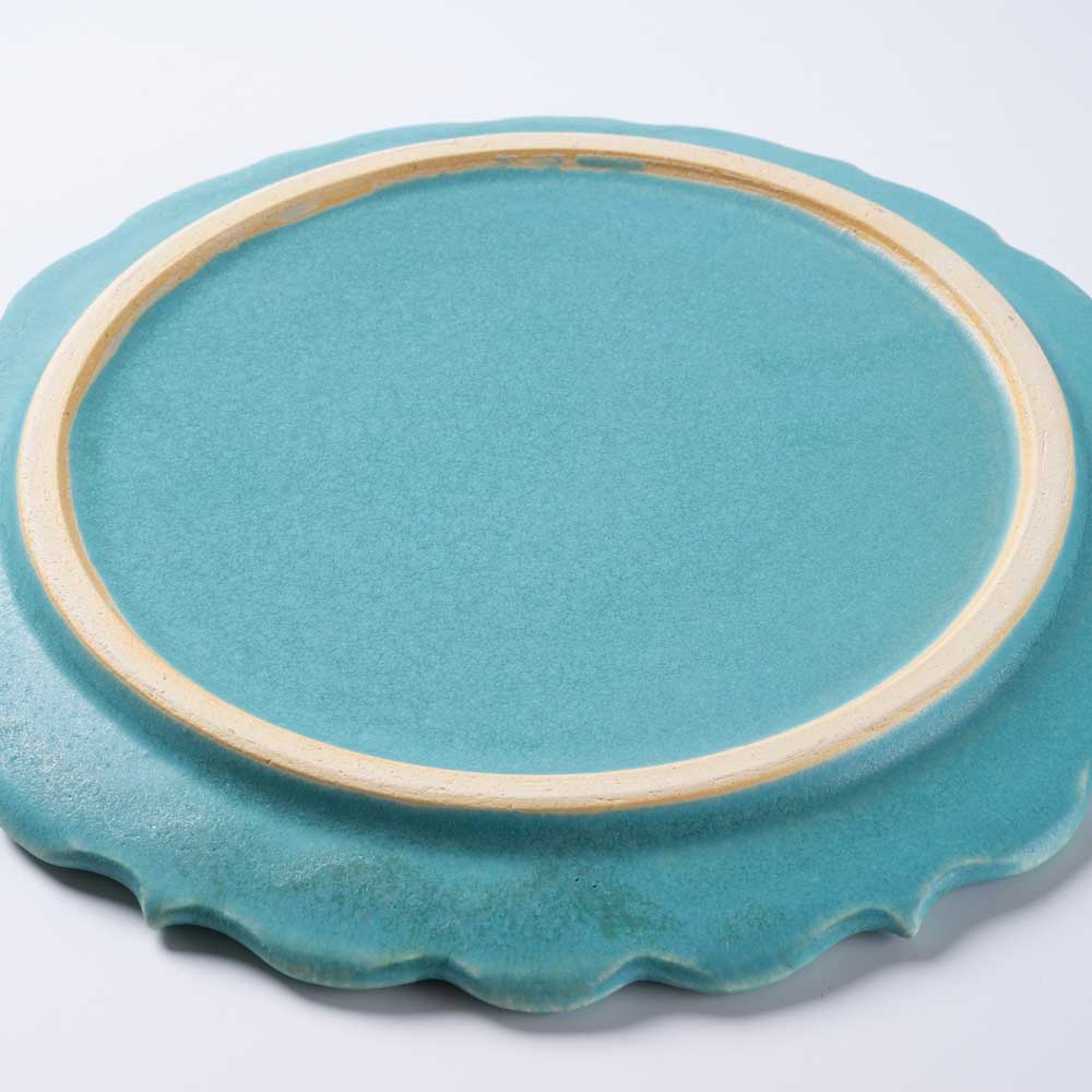 アトリエ野恵 ロココリム皿S(ブルーグリーン) アトリエ野恵 陶磁器作家もの