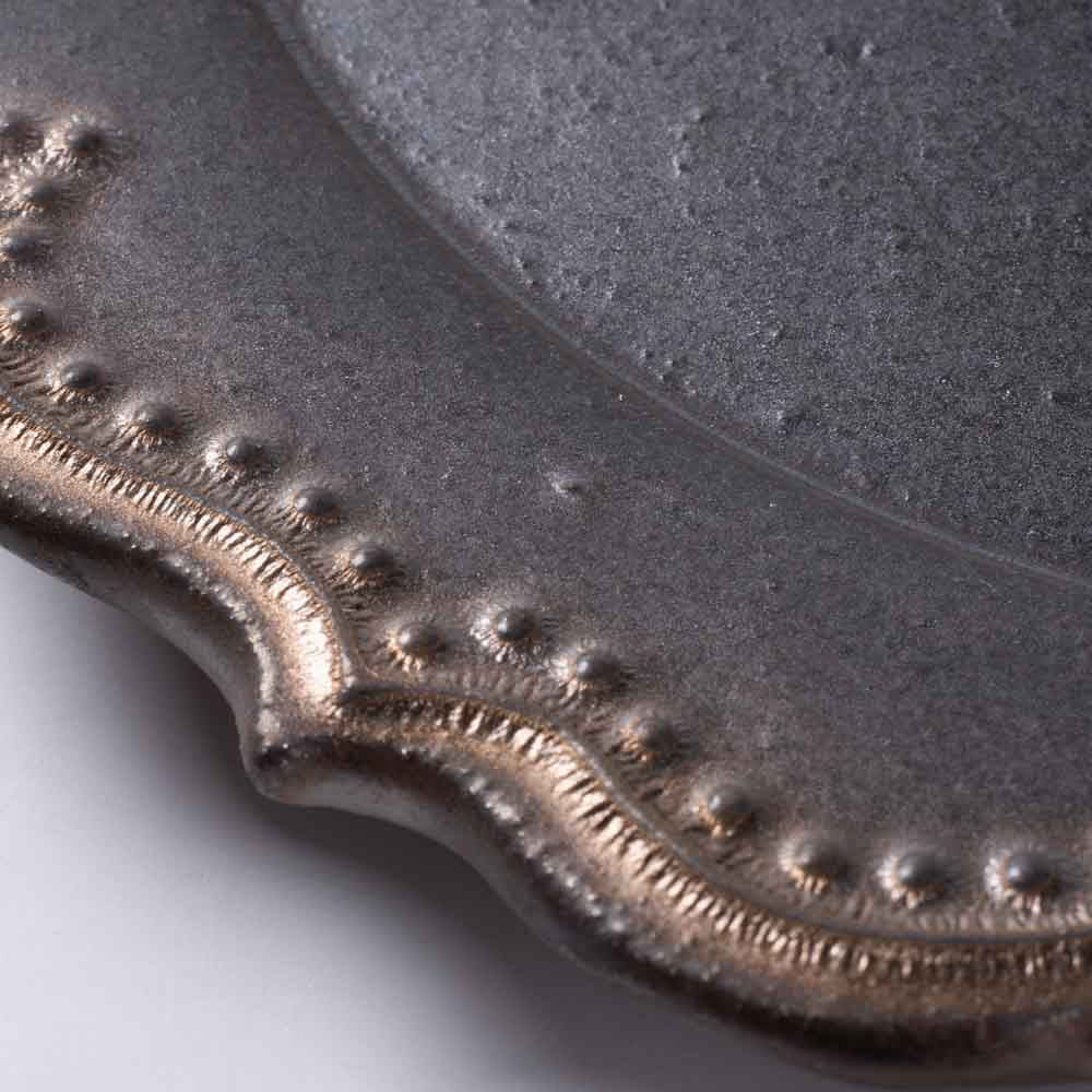 アトリエ野恵 ロココリム皿S(ブロンズ) アトリエ野恵 陶磁器作家もの