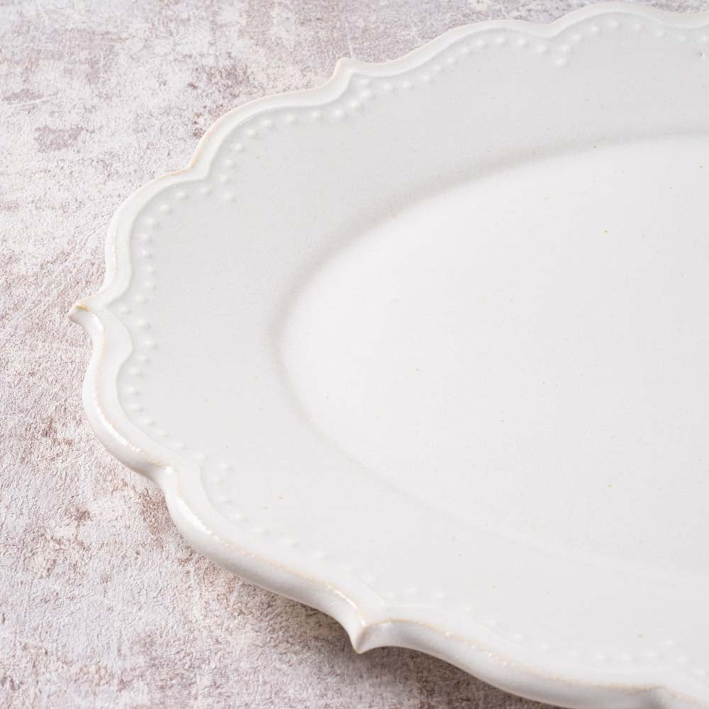 アトリエ野恵 ロココオーバル皿L(ホワイト) アトリエ野恵 陶磁器作家もの