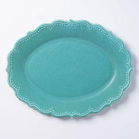 アトリエ野恵 ロココオーバル皿L(ブルーグリーン) アトリエ野恵 陶磁器作家もの