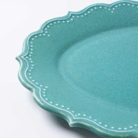 アトリエ野恵 ロココオーバル皿L(ブルーグリーン) アトリエ野恵 陶磁器作家もの