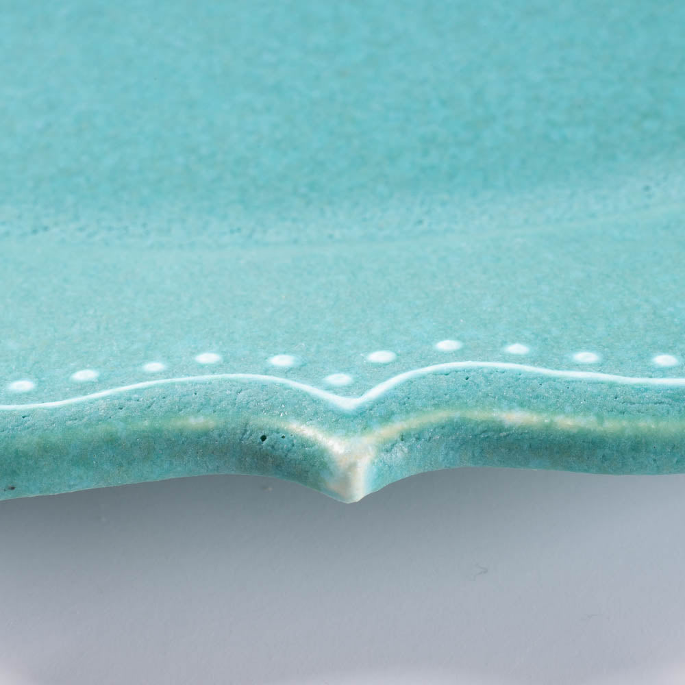 アトリエ野恵 ロココオーバル皿L(ブルーグリーン) アトリエ野恵 陶磁器作家もの