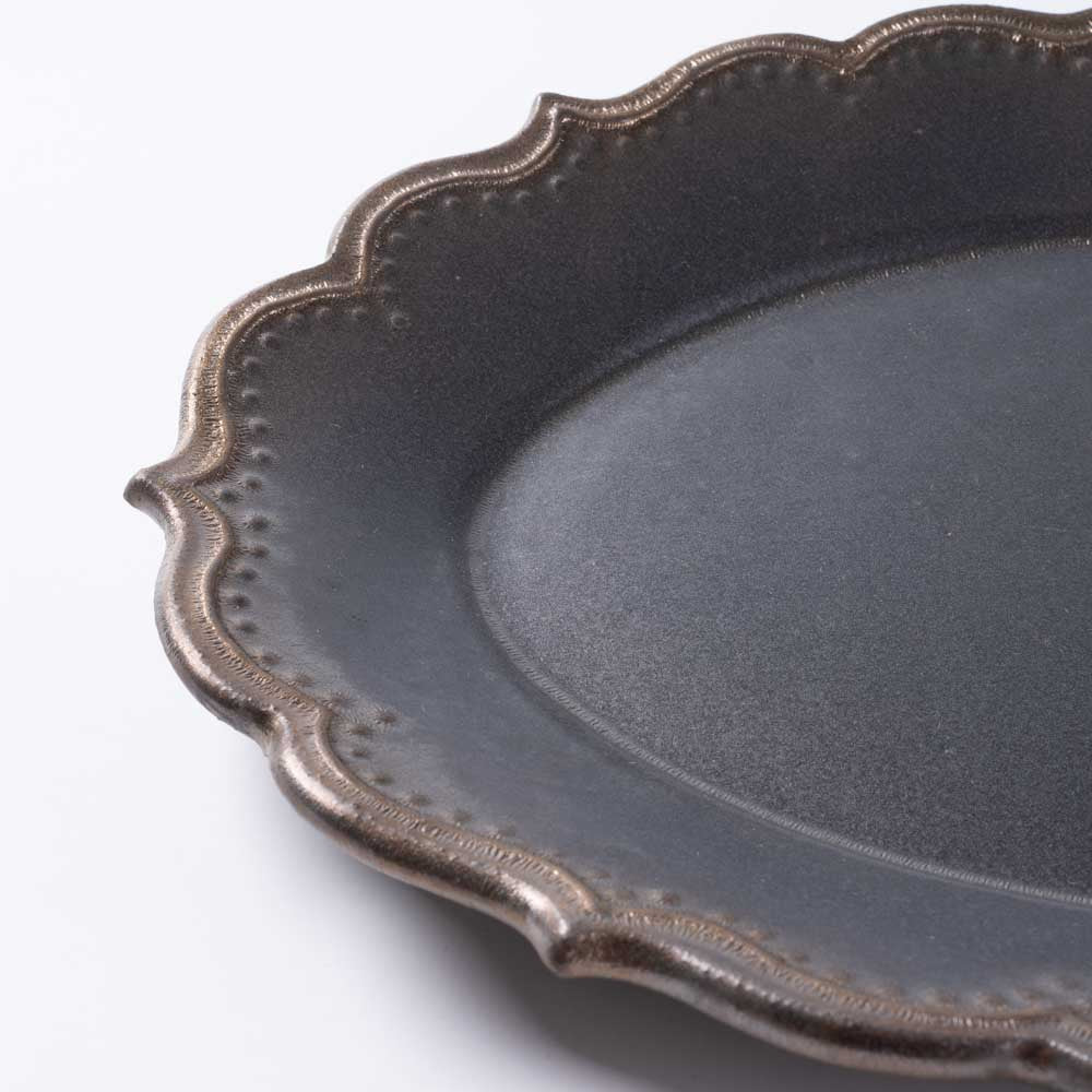 アトリエ野恵 ロココオーバル皿L(ブロンズ) アトリエ野恵 陶磁器作家もの