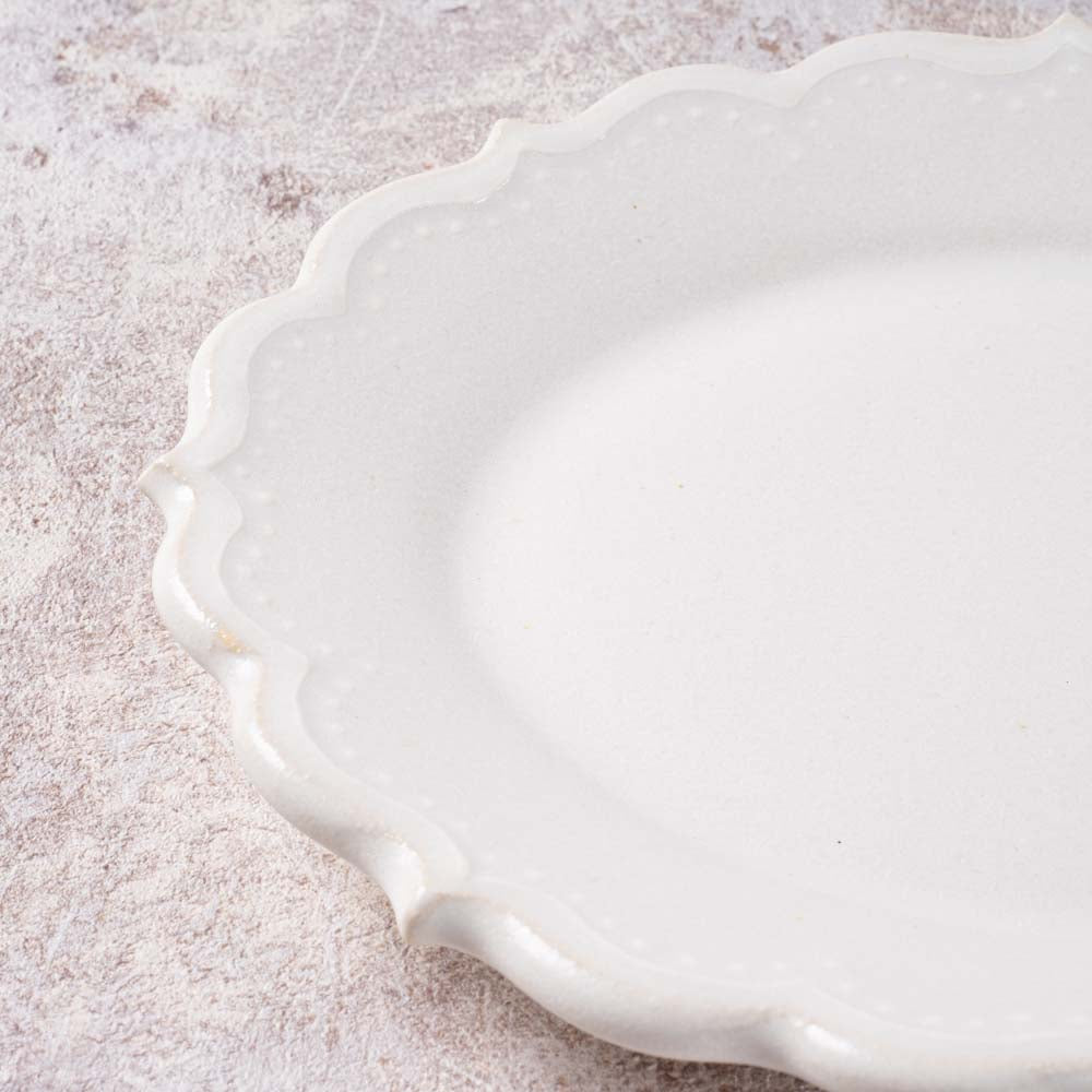 アトリエ野恵 ロココオーバル皿S(ホワイト) アトリエ野恵 陶磁器作家もの