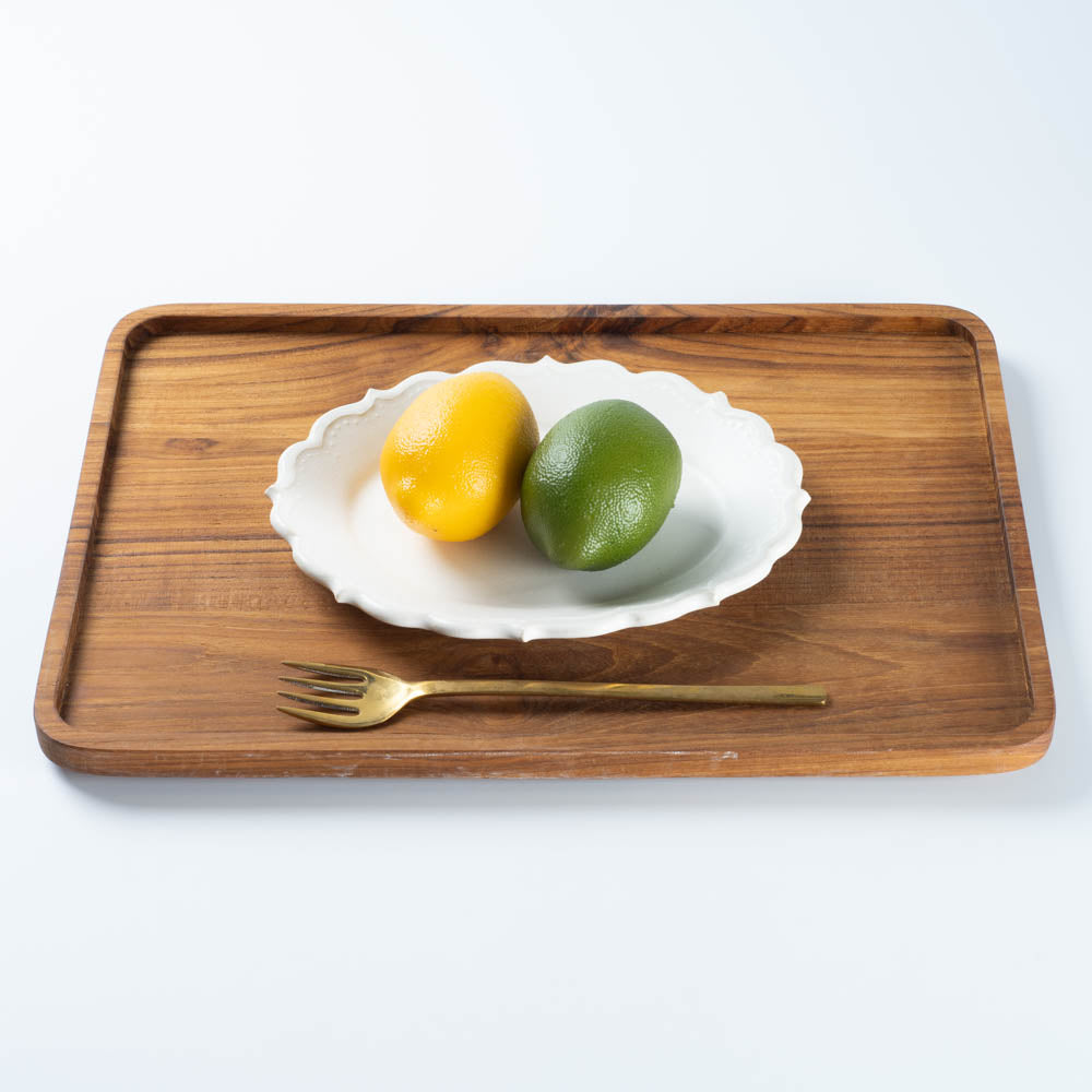 アトリエ野恵 ロココオーバル皿S(ホワイト) アトリエ野恵 陶磁器作家もの