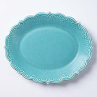 アトリエ野恵 ロココオーバル皿S(ブルーグリーン) アトリエ野恵 陶磁器作家もの