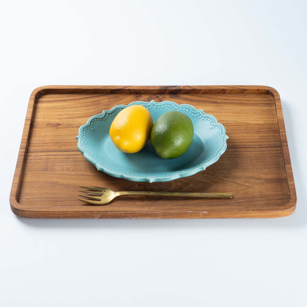 アトリエ野恵 ロココオーバル皿S（ブルーグリーン） ¥3,080 大人の焼き物