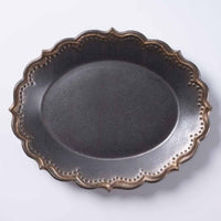 アトリエ野恵 ロココオーバル皿S(ブロンズ) アトリエ野恵 陶磁器作家もの