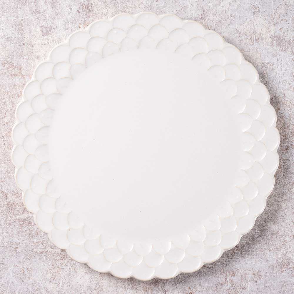 アトリエ野恵 ダリアリム皿L(ホワイト) アトリエ野恵 陶磁器作家もの