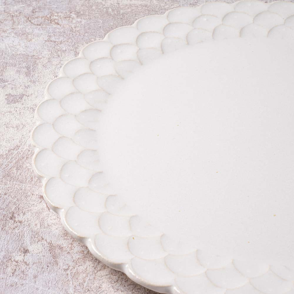 アトリエ野恵 ダリアリム皿L(ホワイト) アトリエ野恵 陶磁器作家もの