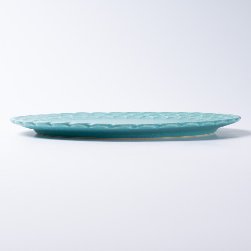 アトリエ野恵 ダリアリム皿L(ブルーグリーン) アトリエ野恵 陶磁器作家もの