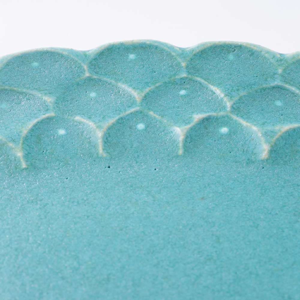 アトリエ野恵 ダリアリム皿L(ブルーグリーン) アトリエ野恵 陶磁器作家もの