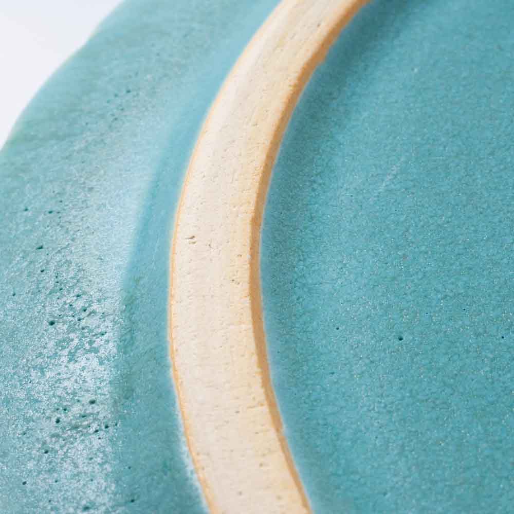 アトリエ野恵 ダリアリム皿L(ブルーグリーン) アトリエ野恵 陶磁器作家もの