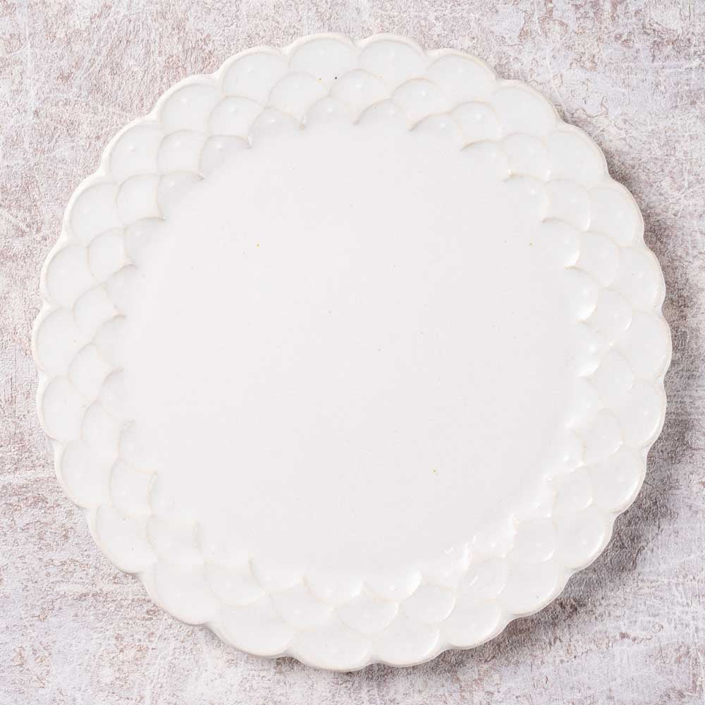 アトリエ野恵 ダリアリム皿S(ホワイト) アトリエ野恵 陶磁器作家もの