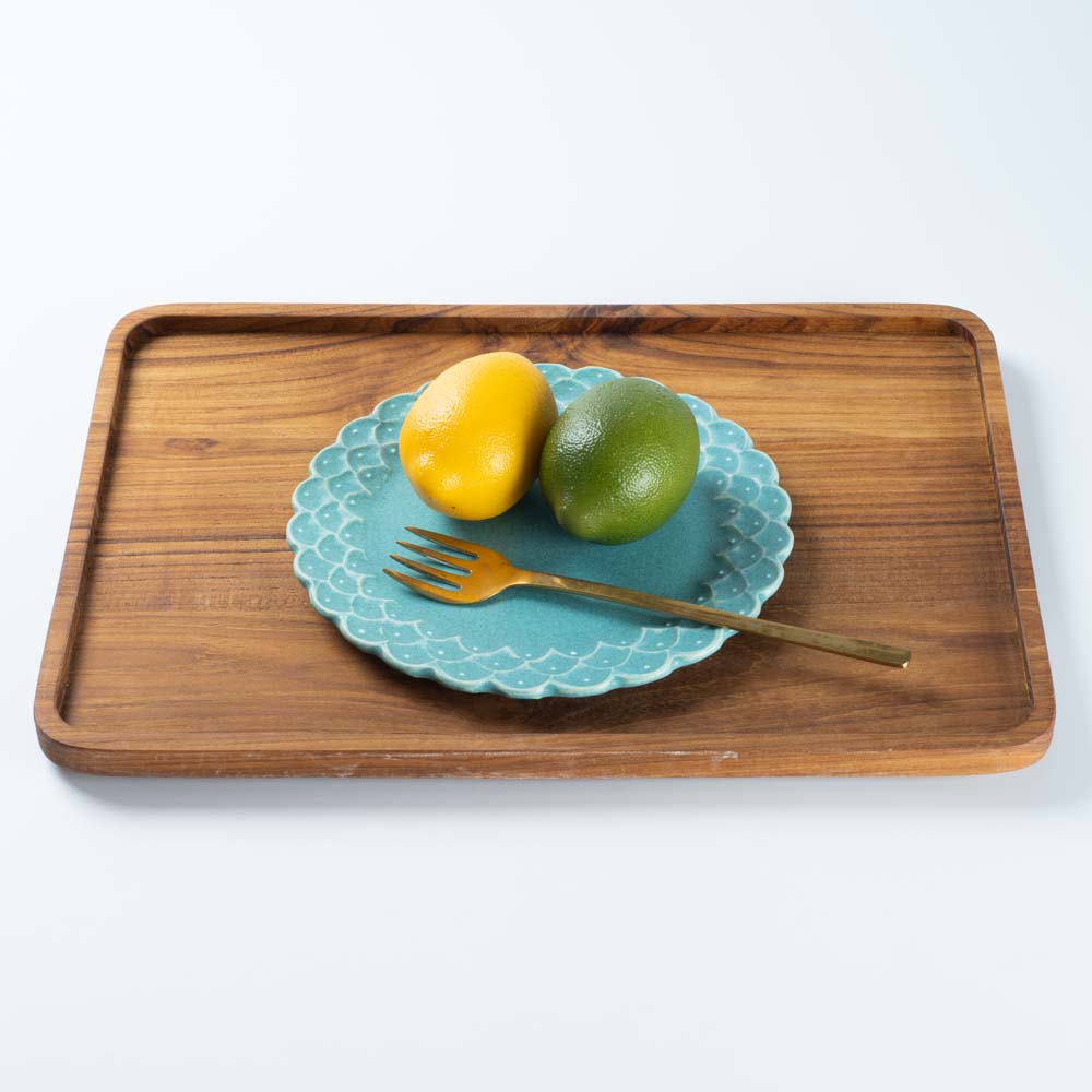 アトリエ野恵 ダリアリム皿S(ブルーグリーン) アトリエ野恵 陶磁器作家もの