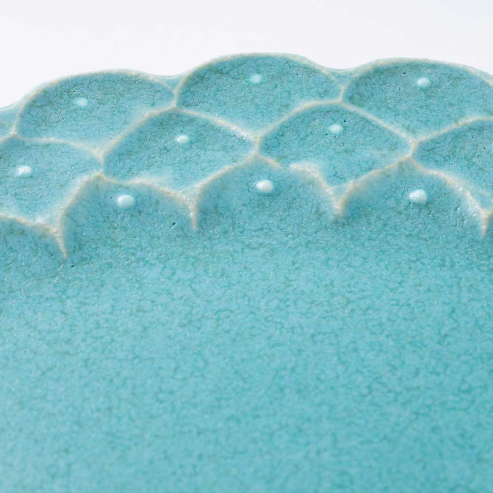 アトリエ野恵 ダリアリム皿S(ブルーグリーン) アトリエ野恵 陶磁器作家もの